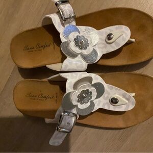 Sara Comfort White and Silver Sandals
